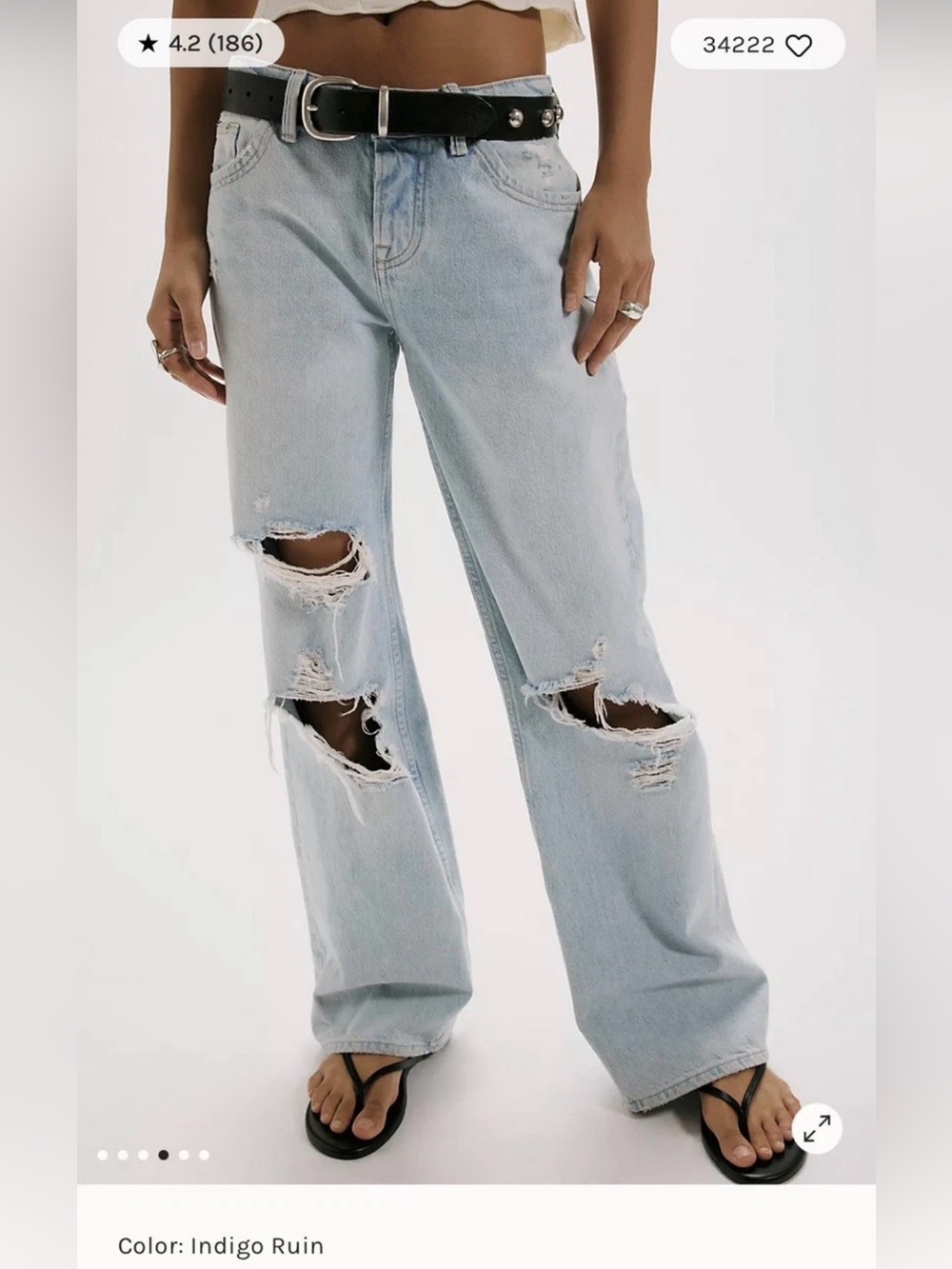 We The Free Light Blue Distressed low rise boyfriend Jeans